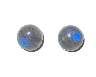 8mm Labradorite Gemstone Stud Earrings with Sterling Silver