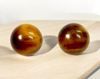 8mm Tiger Eye Gemstone Stud Earrings with Sterling Silver
