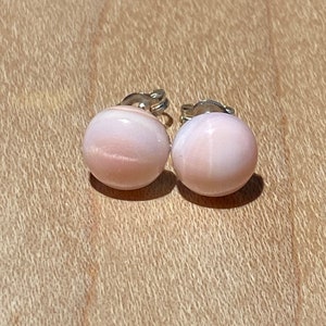 8mm Pink Queen Conch Shell Gemstone Post Earrings with Sterling Silver image 3