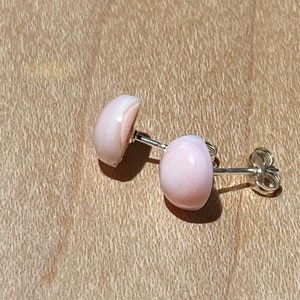 8mm Pink Queen Conch Shell Gemstone Post Earrings with Sterling Silver image 5