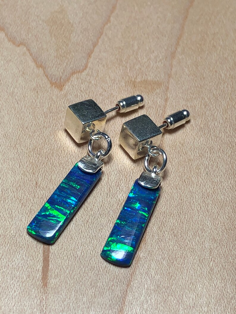 Fire Opal Gemstone Earrings with Sterling Silver Posts
