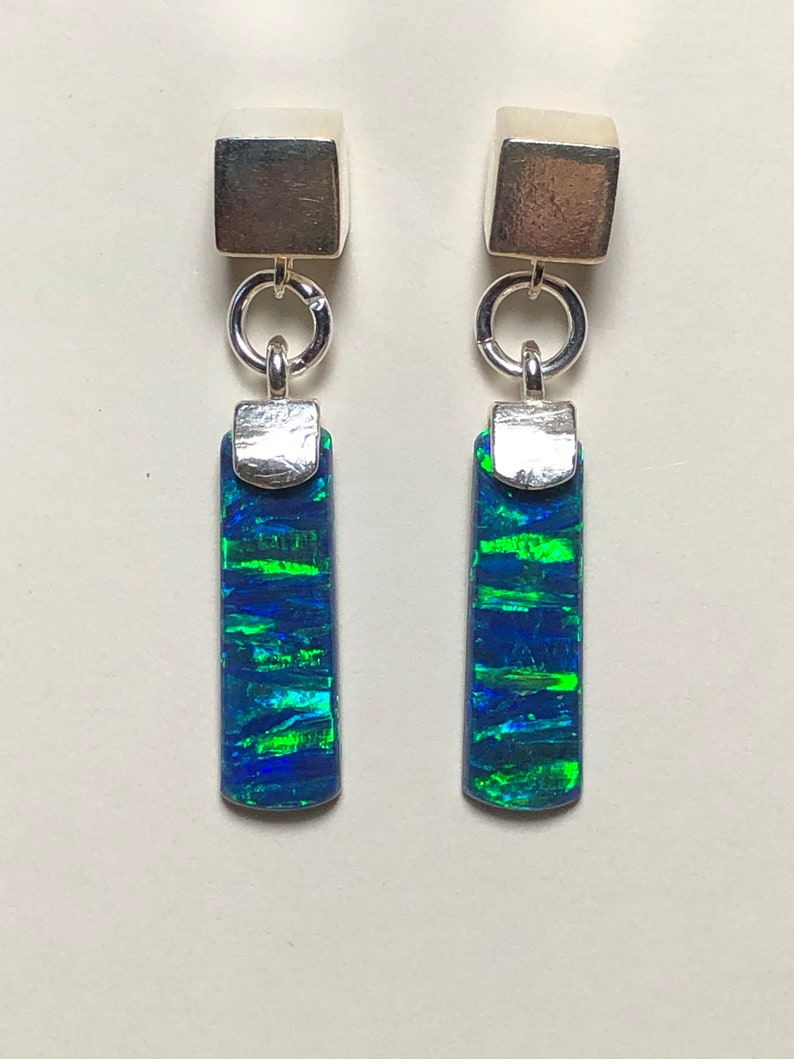 Fire Opal Gemstone Earrings with Sterling Silver Posts
