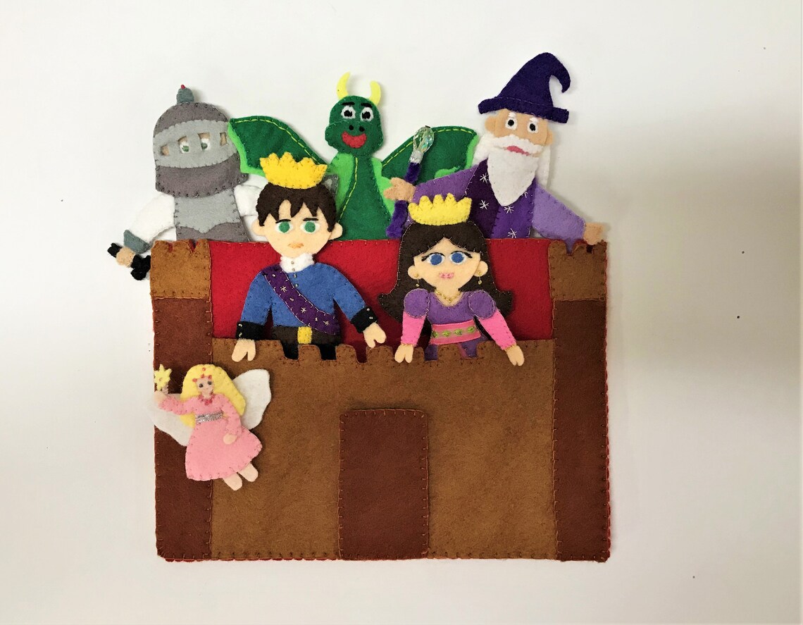 Castle Toy Play Set Finger Puppets Princess Prince Wizard Etsy