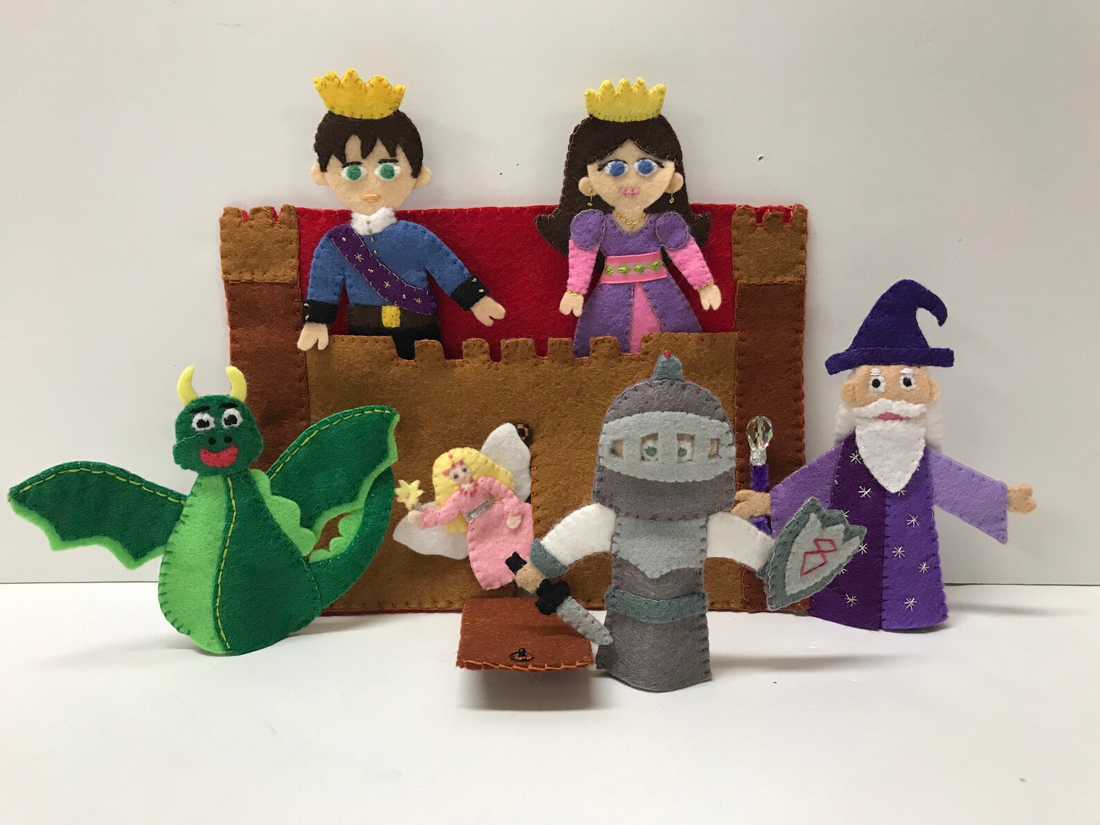 Castle Toy Play Set Finger Puppets Princess Prince Wizard Etsy