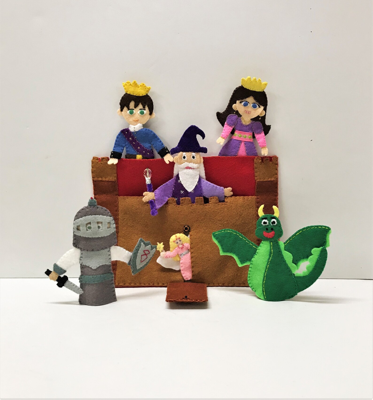 Castle Toy Play Set Finger Puppets Princess Prince Wizard Etsy