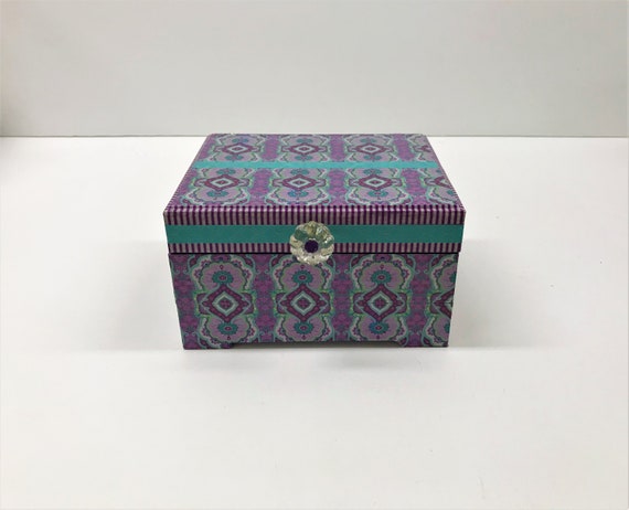 Girl S Jewelry Box Purple Turquoise Jewelry Box Teenager Etsy