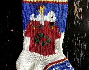 Beagle and Bird Wool Christmas Stocking