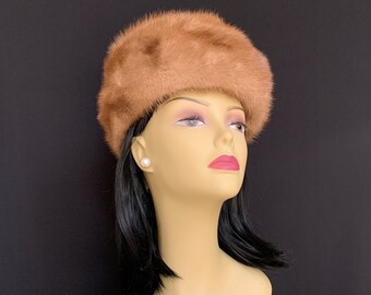 Vintage Mink Fur Hat With Satin With Taupe Satin Band  display picture 1