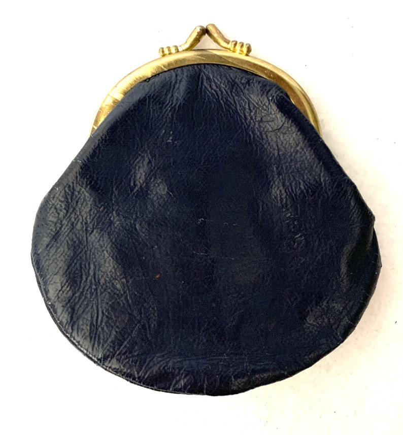 Vintage Tuxedo / Waist Coat Coin Purse 1960's Made in Hong Kong, Real Leather with Tiny Shell Buttons and Velveteen Lining image 6