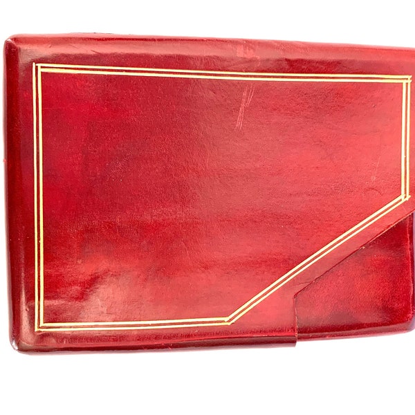 Vintage Italian Red Leather Cigarette Case, Gold Embossed Accents - Made in Italy, Florence / Firenze, Mid-Century, Hand Tooled, Tobacciana