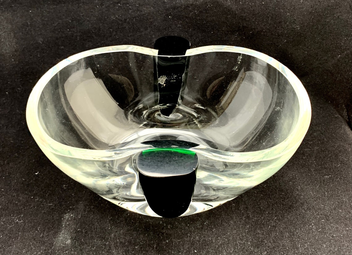 Vintage Krosno Glass Bowl with Decorative Dark Emerald Green Etsy