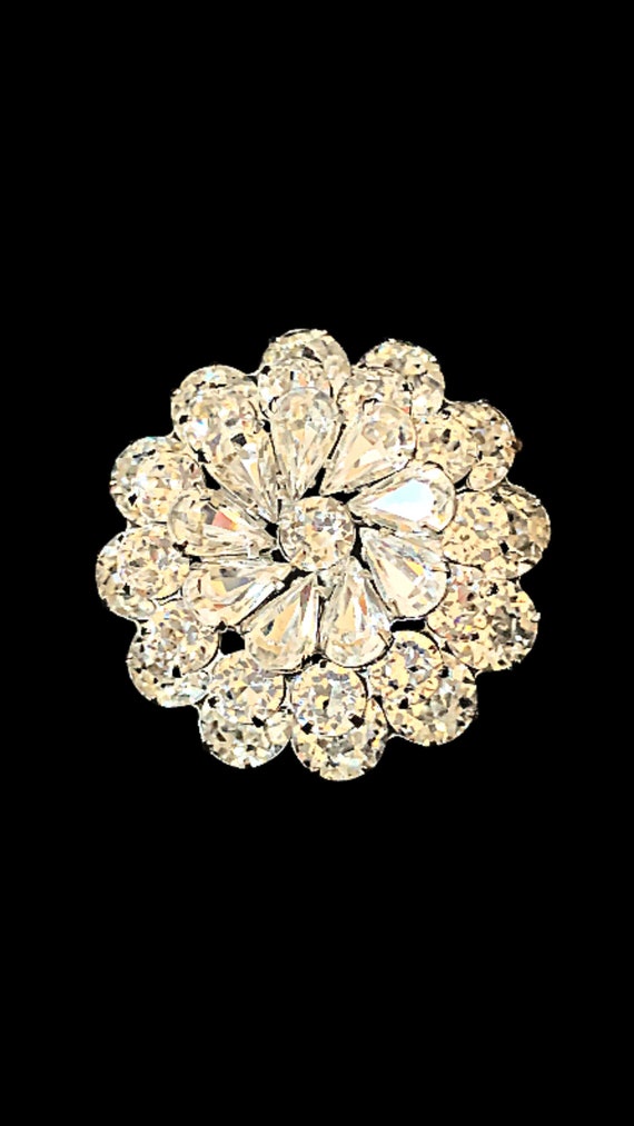 Vintage Weiss Rhinestone / Crystal Brooch - Signed - image 9