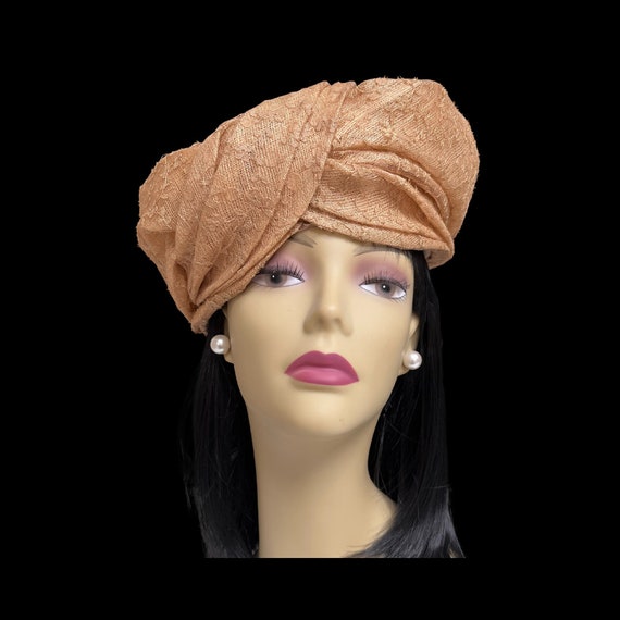 Vintage Mr. John Lace Turban Style Hat - Light Ho… - image 2