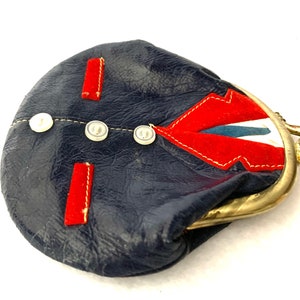 Vintage Tuxedo / Waist Coat Coin Purse 1960's Made in Hong Kong, Real Leather with Tiny Shell Buttons and Velveteen Lining image 10