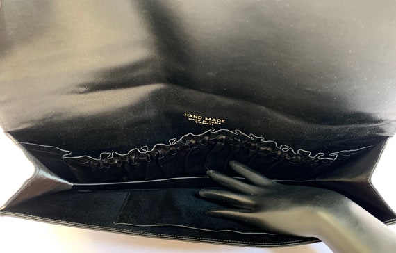 Vintage Black Satin Clutch / Purse / Handbag / Ev… - image 6