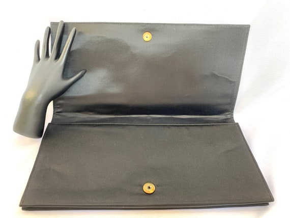 Vintage Black Satin Clutch / Purse / Handbag / Ev… - image 8