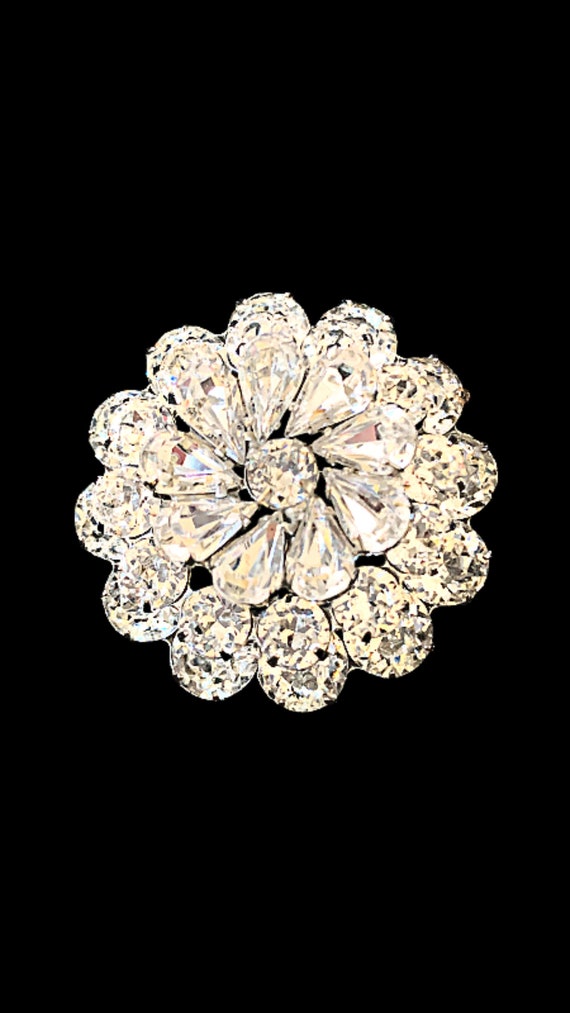 Vintage Weiss Rhinestone / Crystal Brooch - Signed - image 4