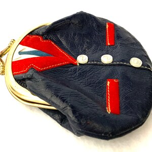 Vintage Tuxedo / Waist Coat Coin Purse 1960's Made in Hong Kong, Real Leather with Tiny Shell Buttons and Velveteen Lining image 9