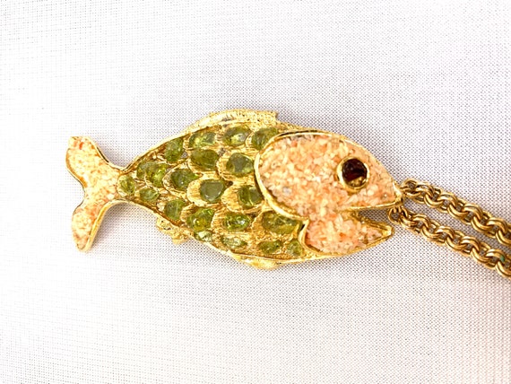 Vintage Fish Pendant on Gold-Tone Twin Cable Chai… - image 6