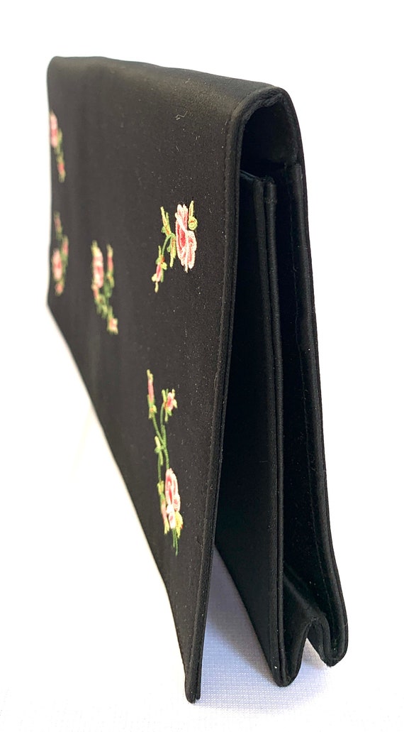 Vintage Black Satin Clutch / Purse / Handbag / Ev… - image 5