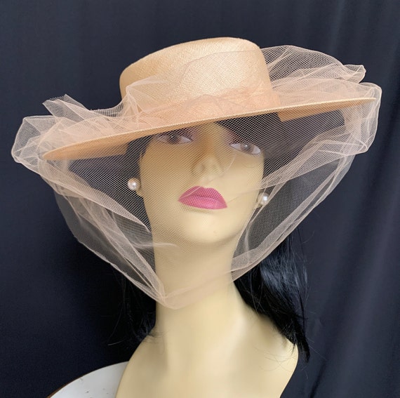 Vintage Adolfo II Fine Straw Hat with Netting / L… - image 6