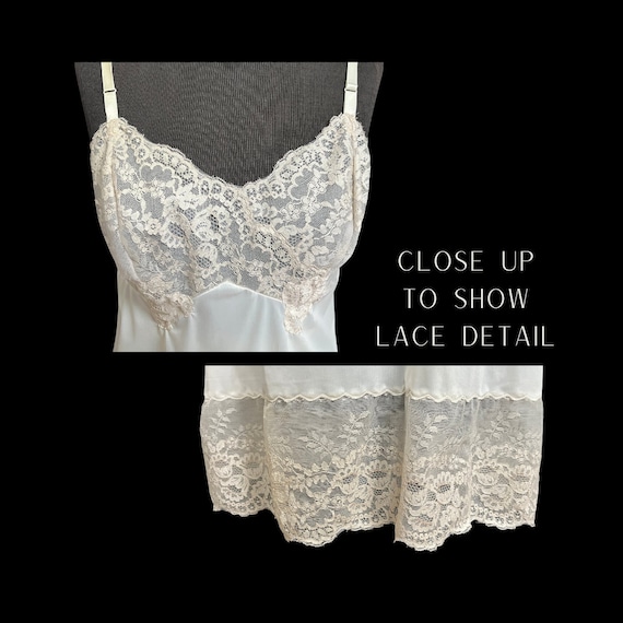 Vintage 1960's Van Raalte Ivory & Ecru Lace Full … - image 7