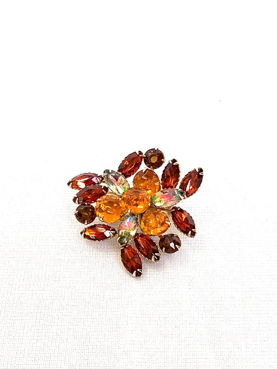 Vintage Rhinestone Brooch - Autumn Inspired Colors