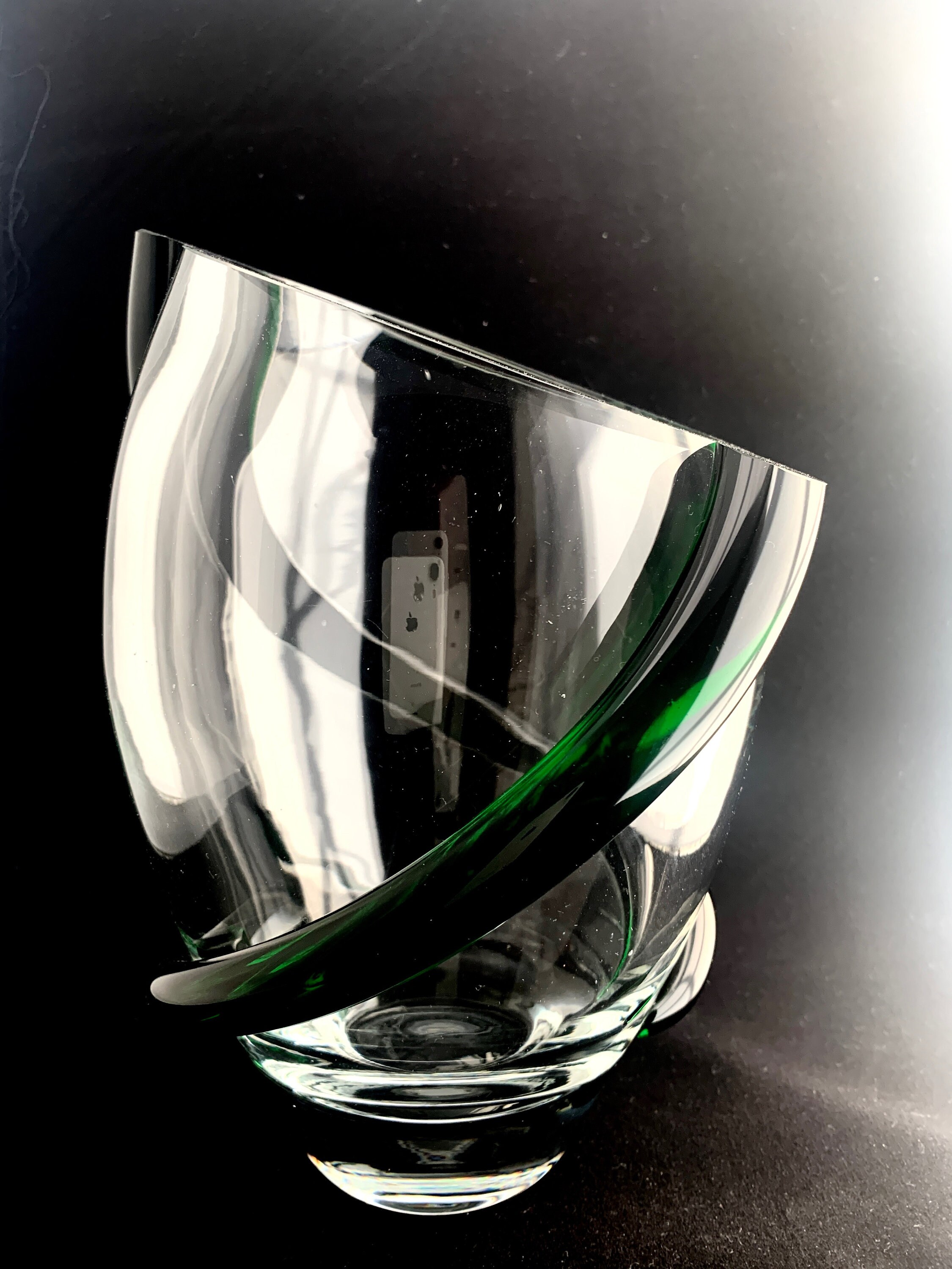 Vintage Krosno Glass Vase with Decorative Dark Emerald Green Etsy