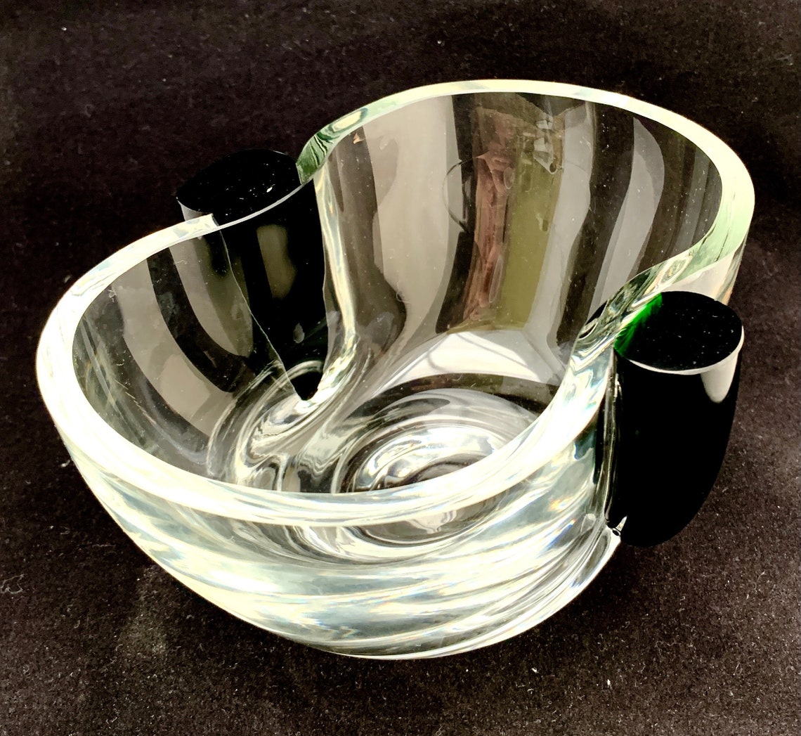 Vintage Krosno Glass Bowl with Decorative Dark Emerald Green Etsy