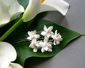 Épingles à cheveux à fleurs blanches pour mariée, décoration florale, accessoire pour cheveux, décoration de fiançailles, accessoires de mariage, demoiselles d'honneur