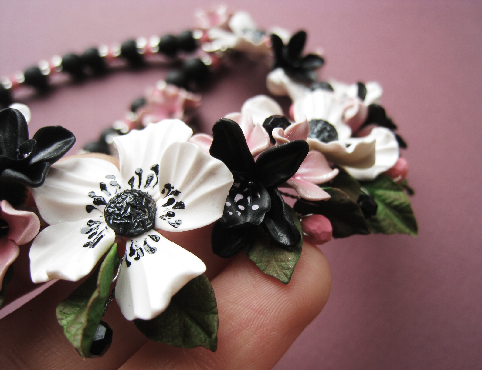 Wildflowers Jewelry Set White Poppies Black Orchids Pink Lilac Etsy