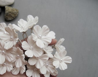 Witte bloemen kralen haarspelden bruid haaraccessoire bruiloft haaraccessoires bruidsmeisjes delicate haardecoratie