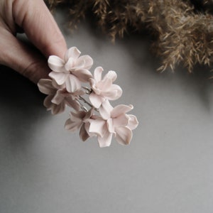 Blush hair pins Dusty pink flower Formal bridal hair accessories Flower wedding hairpiece Bridesmaid Bridal Boho Vintage Romantic headpiece zdjęcie 3