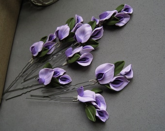 Wisteria flower hair pin Formal bridal hair accessories Floral wedding hairpiece Bridesmaid Bridal Romantic headpiece Purple hairpiece