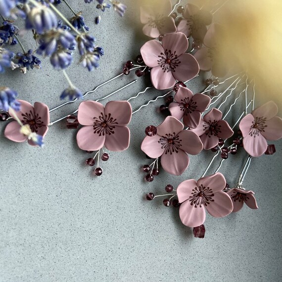 Vintage Floral Crystal Hair Pins Set Crystal Flower Hair Pins: Vintage Bridal Hair Accessory  main image 3