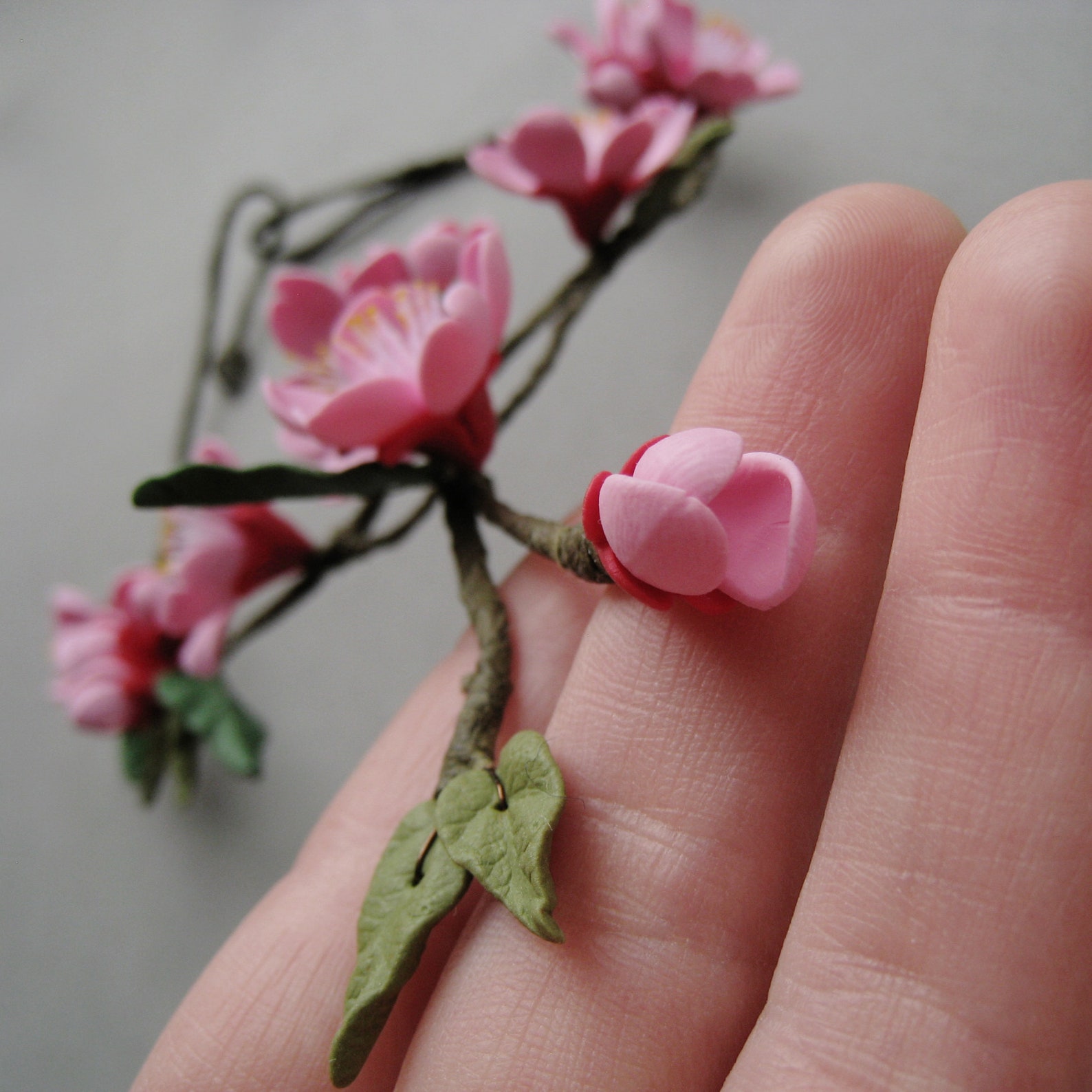 Sakura Flower Necklace Cherry Blossom Pink Wedding Bridal Etsy