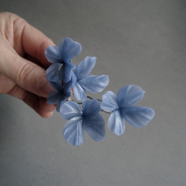 Blue butterfly hair pin Bridal floral hair pins Formal bride hair accessories Wedding hairpiece Bridesmaid Boho Vintage hairstyle Yellow pin