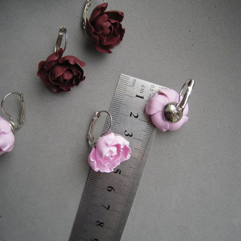 Choker necklace earrings with pink peony flower Statement jewelry set Exquisite flowers jewelry Mother's Day Christmas Birthday gift for her image 10