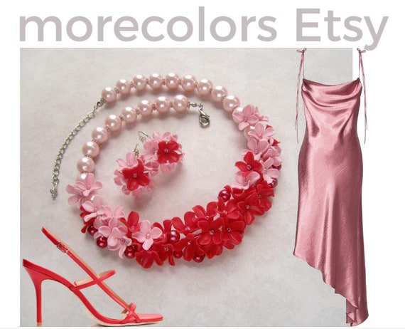 Collar y pendientes para vestido rojo hotsell