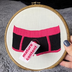 Strap-On Harness Embroidery (Black and Pink) | Sex Toy Art