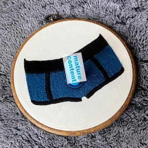 Strap-On Harness Embroidery (Blue) | Sex Toy Art