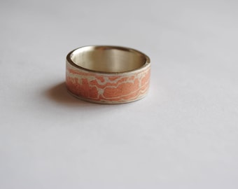 Copper and Sterling Silver 'Mokume' ring