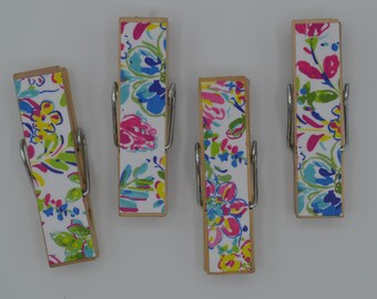 Floral Watercolor Chip Clips
