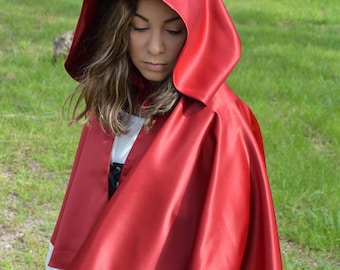 Satin Short Hooded Caplet