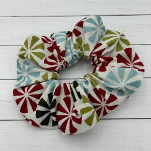 Holiday Peppermint Hair Scrunchie, CHRISTMAS HAIR TIE