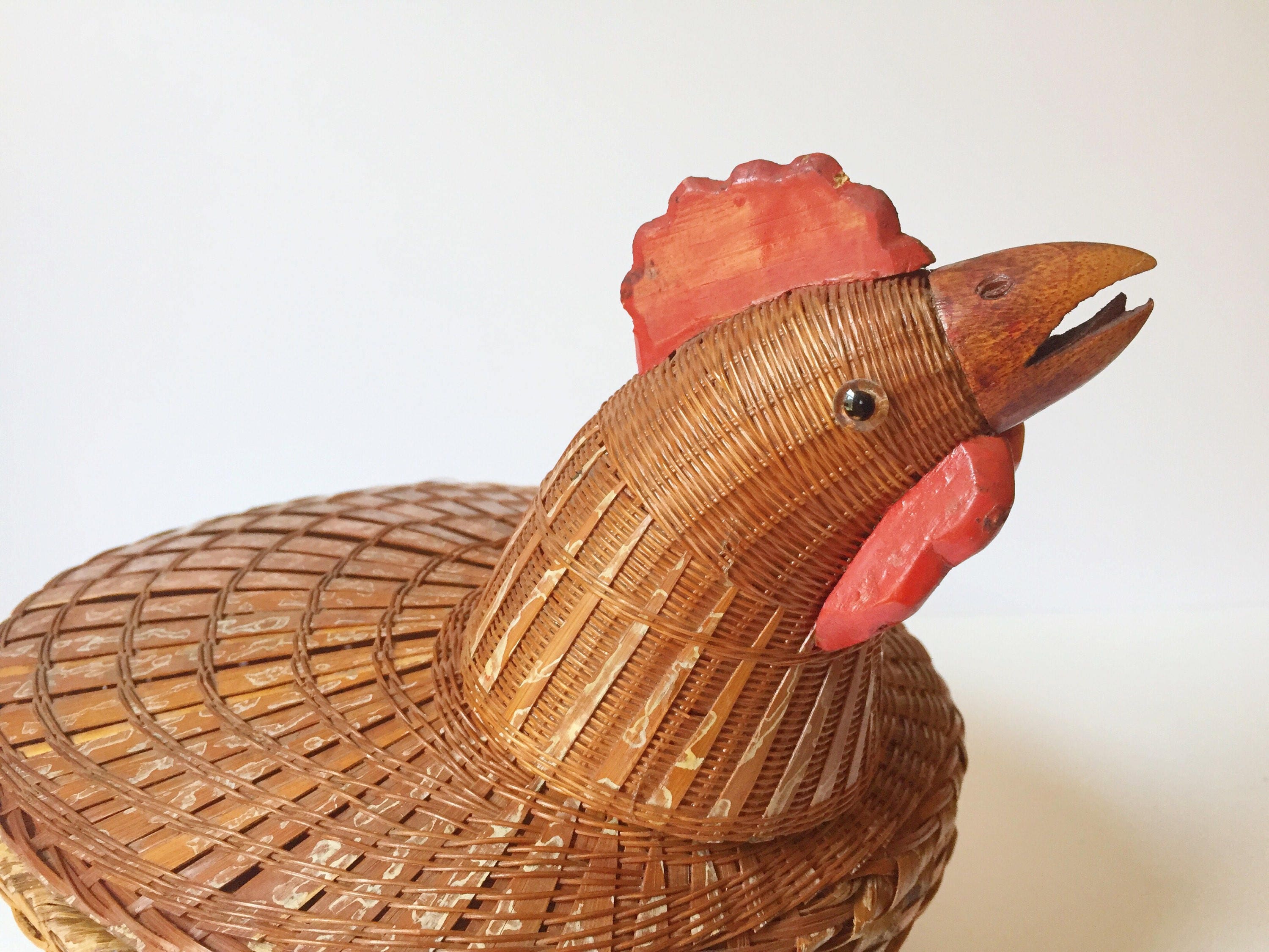 Chicken Basket Vintage Chicken Basket Chicken Decor Bird Etsy