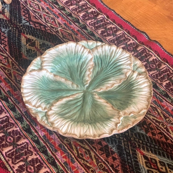 Fitz And Floyd Classics Majolica Leaf Serving Plate Green Cabbage Leaf Majolica Dish For Display Majolica Collection Fitz & Floyd Collection