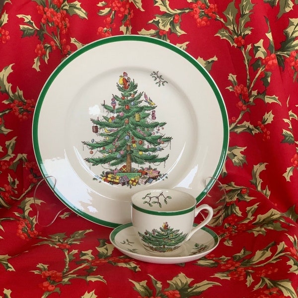 Spode Christmas Tree Buffet Set Decorative Christmas Tree Plate Spode Christmas Tree Dinner Plate Cup Saucer Collectable Christmas Pattern