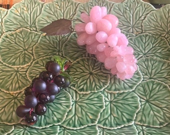 Vintage Polished Stone Grapes For Display Pink Stone Grape Bunch For Gift Purple Glass Grapes Bunch For Tabletop Grape Bunch For Shelf Decor