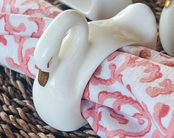 Vintage Swan Napkin Rings Bone China Made In Taiwan 4 White Swan Napkin Rings With Gold For Dinner Dining Table Collectable Napkin Rings